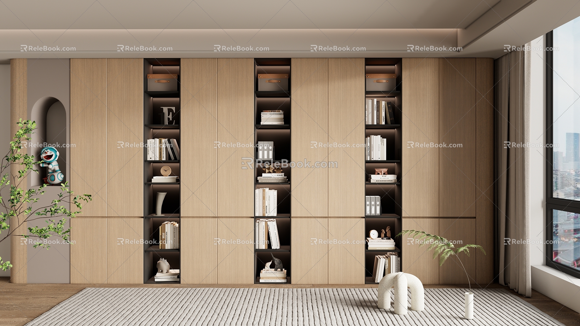 Simple Bookcase Open Bookcase High Bookcase 3d model