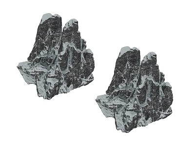 Pair of Natural Stone And Wood Decorative Ornaments With Textured Details 3d model