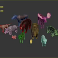 Various Wild Animals With Moose Bear Wolf Pig Fox And Smaller Creatures 3d model