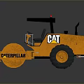CAT Orange Perfectroller Road Roller Construction Vehicle With Black Wheels 3d model