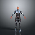 Game Movie Character With Silver Short Hair In Futuristic Tech Armor 3D Render