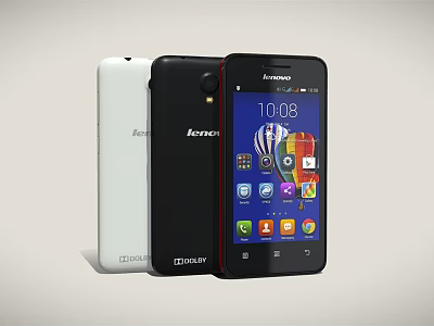 Lenovo Smartphones White Black Red Models With Screen Display Showing Apps And Time 3d model