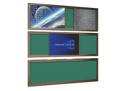 Interactive Smart Whiteboards With Green Borders Showing Earth Text And Windows 10 3d model