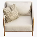 Beige Single Sofa with Wooden Frame Woven Rattan Accents and Soft Cushioned Seat