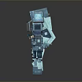 Futuristic Game Movie Robot Character With Blue Green Blocky Mechanical Design