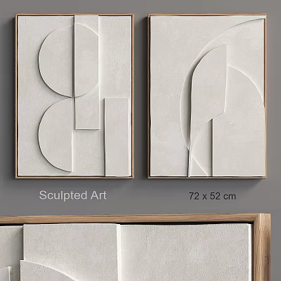 Textured Sculpted Abstract Paintings With 72 by 52 cm Size for Wall Decor 3d model