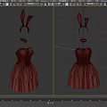 Red Rabbit Costume Dress With Ears Headband And Bow Tie Accents For Cosplay