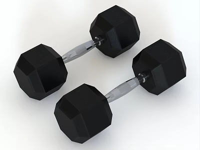 Black Hexagonal Dumbbells With Metal Handles For Home Gym Fitness Training Equipment 3d model