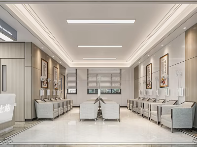 Modern Hospital Outpatient Clinic Waiting Area With Seats 3d model