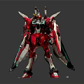 Red Mecha Robot Character With Detailed Armor Wings And Standing Pose