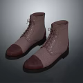 Brown Leather Lace Up Ankle Boots With Contrast Toe Cap Design And Classic Style