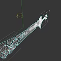 Blue And Gold Decorative Sword With Intricate Carvings And Ornate Hilt