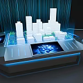 Commercial Equipment Interactive Display Table Featuring City Model And Touchscreens 3d model