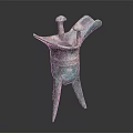 Ancient Chinese Bronze Ritual Vessel With Three Legs And Green Patina