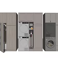 Modern Bathroom Cabinet With Wooden Design Open Shelves And Storage Drawer Units