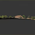 Ancient Architectural Model with Intricate Layout Miniature Buildings and Green Trees