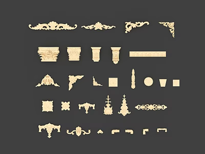 Decorative Wooden Carvings With Various Ornamental Shapes And Intricate Patterns For Home Decor 3d model