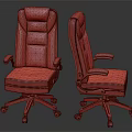Black Leather Office Chair With Ergonomic Armrests And Swivel Wheeled Base