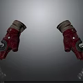 Red Winter Gloves with Brown Cuff and Metal Accents as Essential Household Items