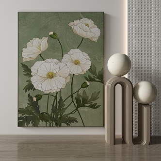 Modern plant painting decorative painting 3d model