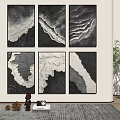 Black And White Abstract Wall Art With Textured Patterns In Modern Interior Decor 3d model