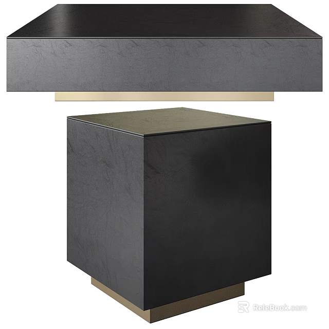Modern Black Square Coffee Table With Sleek Surface And Metal Base Design 3d model