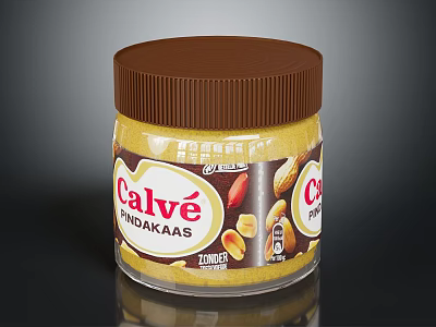 Calvé Pindakaas Peanut Butter Jar Made From Premium Peanut Plants With Creamy Texture 3d model