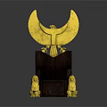 Intricate Golden Eagle Decor On Dark Wooden Chair With Lion Statues