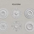 Poliform White Ceiling Medallions With Various Decorative Patterns And Designs 3d model
