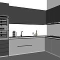 Modern Kitchen Cabinets Design With Dark Wall Units Light Base And White Countertop 3d model