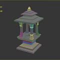 Traditional White Stone Lantern With Multi Tiered Structure And Decorative Design