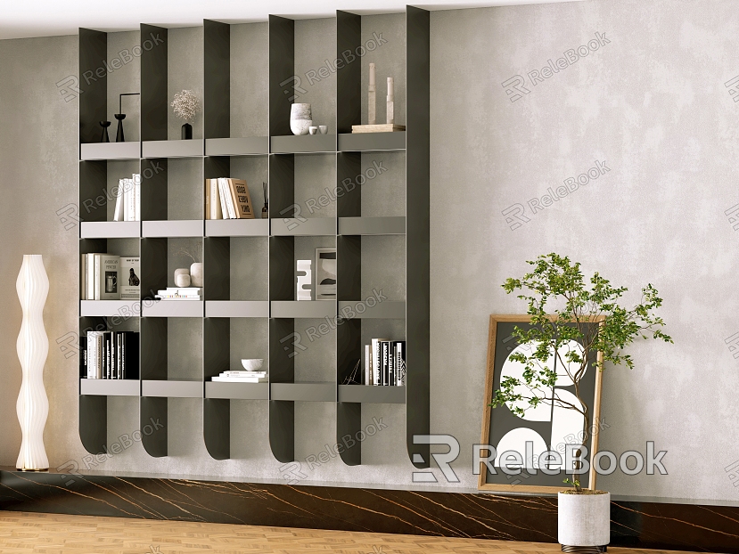 Modern Bookshelf Metal Decorative Rack model