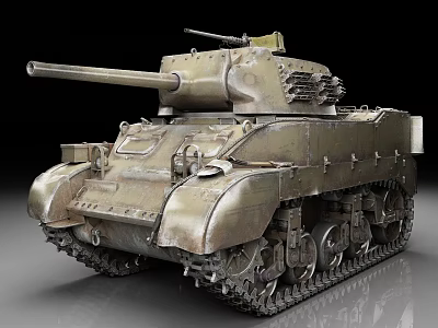 Vintage Military Tank With Long Barrel Tracked Wheels Turret And Armored Plates 3d model
