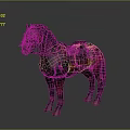 Dark Fantasy Character's Armored Black Horse With Red Stained Details And Saddle