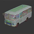 Vintage Silver Bus Featuring Blue Window Frames In 3D Rendered Dark Background With Reflection 3d model