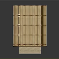 Wooden Architectural Pavilion Structure with Horizontal Slats Open Entrance and Steps