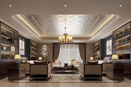 New Chinese-style reception room reception room 3d model