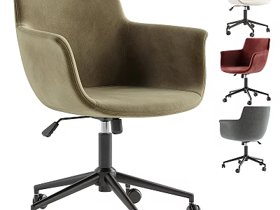 Modern Office Chair With Armrests And Wheeled Base In Multiple Colors 3d model