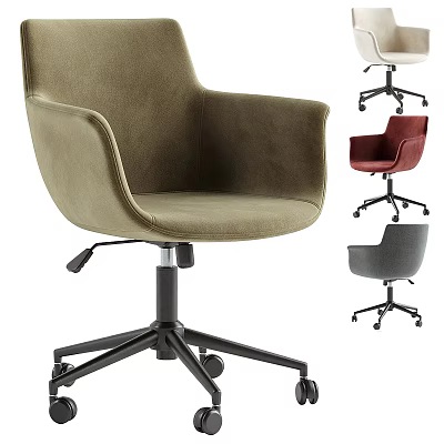 Modern Office Chair With Armrests And Wheeled Base In Multiple Colors 3d model