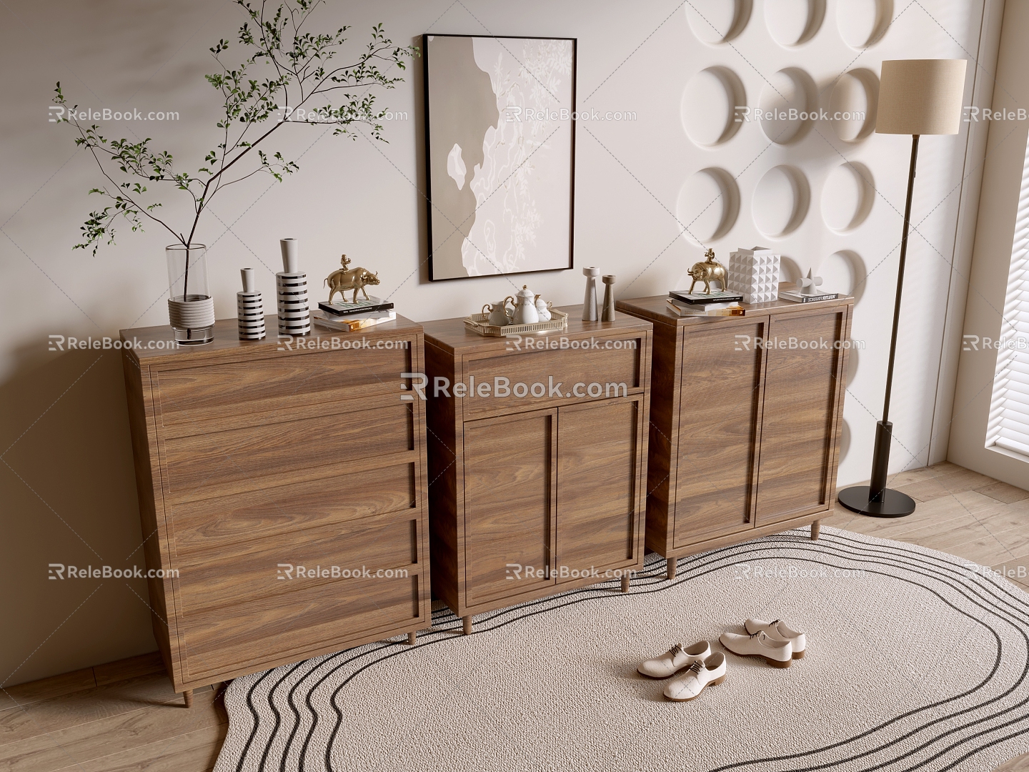 Modern Wood Grain Cabinet Simple Style Cabinet Whole Cabinet Sideboard Balcony Cabinet Storage Cabinet Entrance Cabinet 3d model