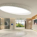 Modern Elevator Hallway Interior Design With Wooden Doors Paintings Green Seating And Round Table