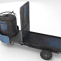 Rustic Metal Handcart with Cylindrical Drum Blue Black Wheels for Transport Utility Design