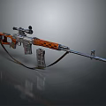 Tactical Orange And Black Patterned Rifle With Scope Magazine And Sling Design