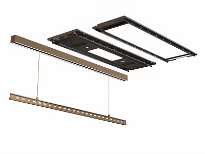 Contemporary Ceiling Mounted Clothes Hanger With LED Lighting And Metal Rods 3d model