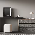 Elegant Modern Dressing Table With Mirror Stool And Decorative Drawers 3d model