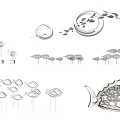 Modern Metal Decorative Sculptures With Fish Shaped Circular And Leaf Design Elements