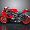 Red And Black Sport Motorcycle With Streamlined Body Black Seat And Red Wheels