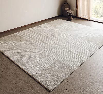 Soft Textured Square Rug With Neutral Tones And Geometric Patterns For Modern Living Room 3d model