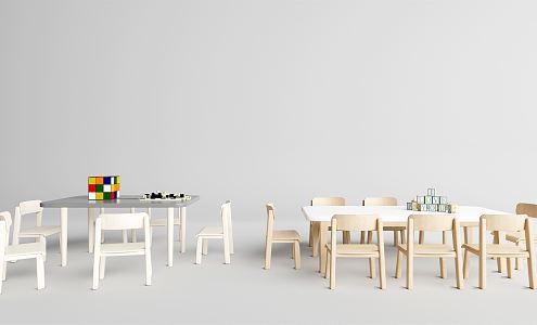 Modern Children's Table and Chair Simple Children's Learning Table and Chair Combination 3d model