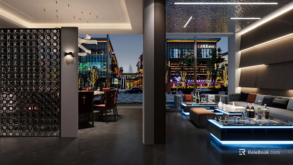 Modern KTV Interior Design With Stylish Lighting Effects And Comfortable Seating Area 3d model